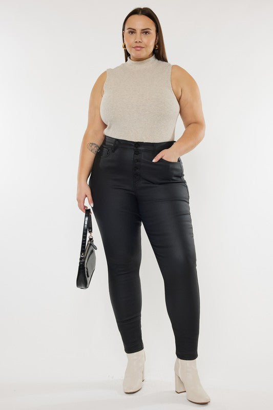 Plus Size High Rise Coated Ankle Skinny Jeans