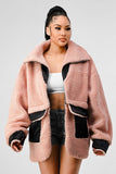 ATHINA OVERSIZED SHERPA WITH CONTRAST JACKET-2 COLORS