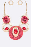 Crystal Hoops Statement Necklace Set- 8 Colors