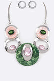 Crystal Hoops Statement Necklace Set- 8 Colors