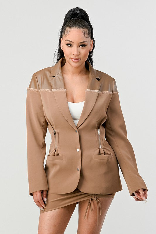 ATHINA TAUPE TRENDY SKIRT SET