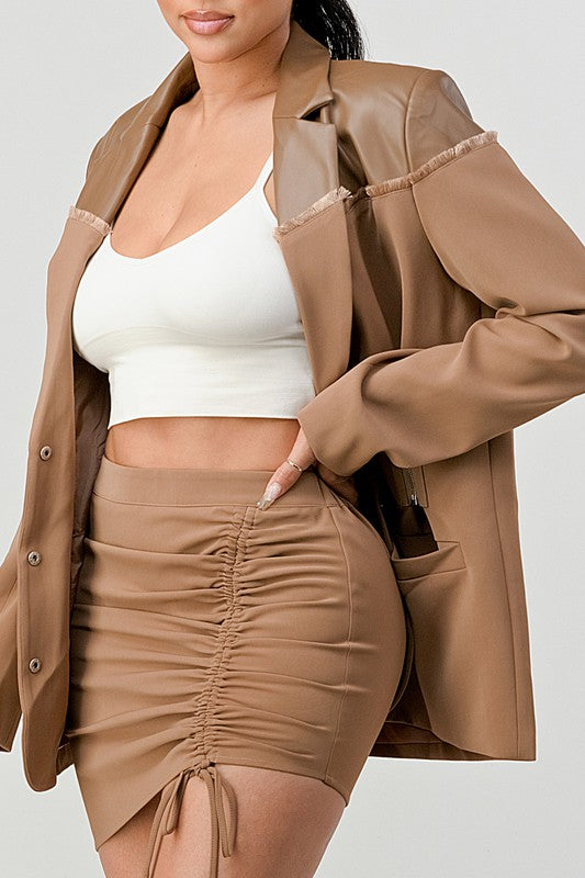 ATHINA TAUPE TRENDY SKIRT SET