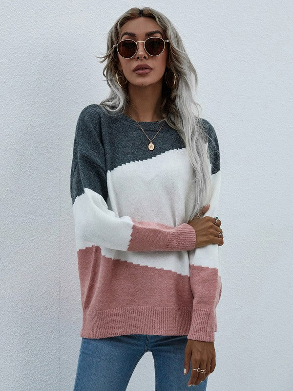 Women's Long Sleeve Round Neck Sweater Top