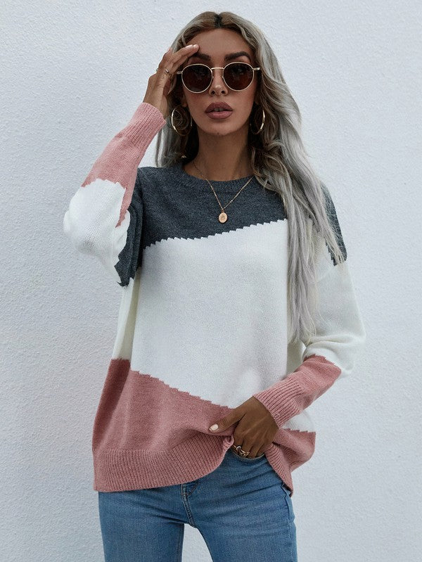 Women's Long Sleeve Round Neck Sweater Top