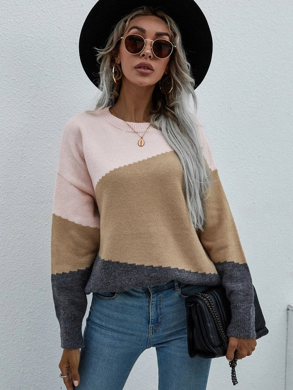 Women's Long Sleeve Round Neck Sweater Top