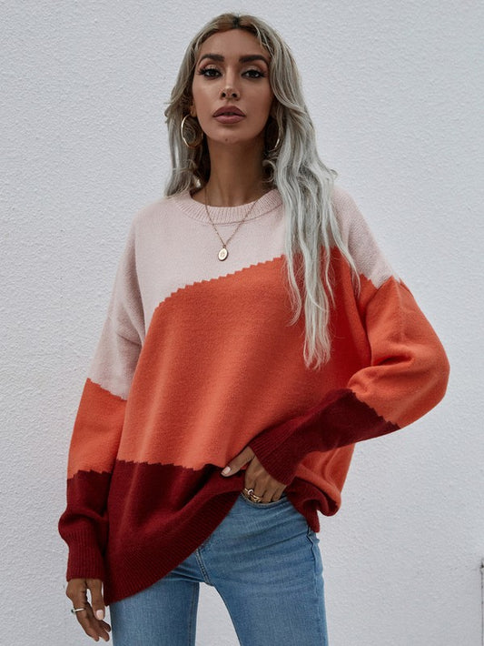 Women's Long Sleeve Round Neck Sweater Top