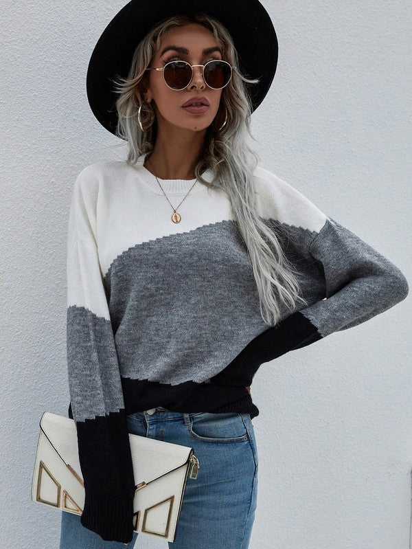 Women's Long Sleeve Round Neck Sweater Top