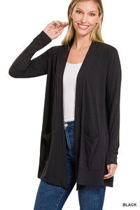 Slouchy Pocket Open Cardigan- 7 Colors