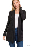 Slouchy Pocket Open Cardigan- 7 Colors