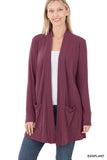 Slouchy Pocket Open Cardigan- 7 Colors