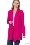 Slouchy Pocket Open Cardigan- 7 Colors