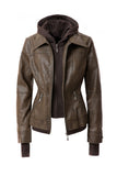 Women's Hood PU Leather Jacket- 4 Colors