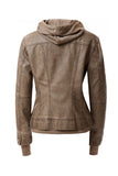 Women's Hood PU Leather Jacket- 4 Colors