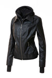 Women's Hood PU Leather Jacket- 4 Colors