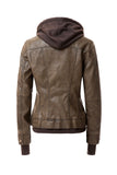 Women's Hood PU Leather Jacket- 4 Colors