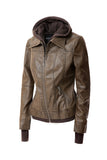 Women's Hood PU Leather Jacket- 4 Colors