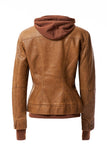 Women's Hood PU Leather Jacket- 4 Colors