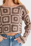 LONG SLEEVE CROCHET TOP (2 COLORS)