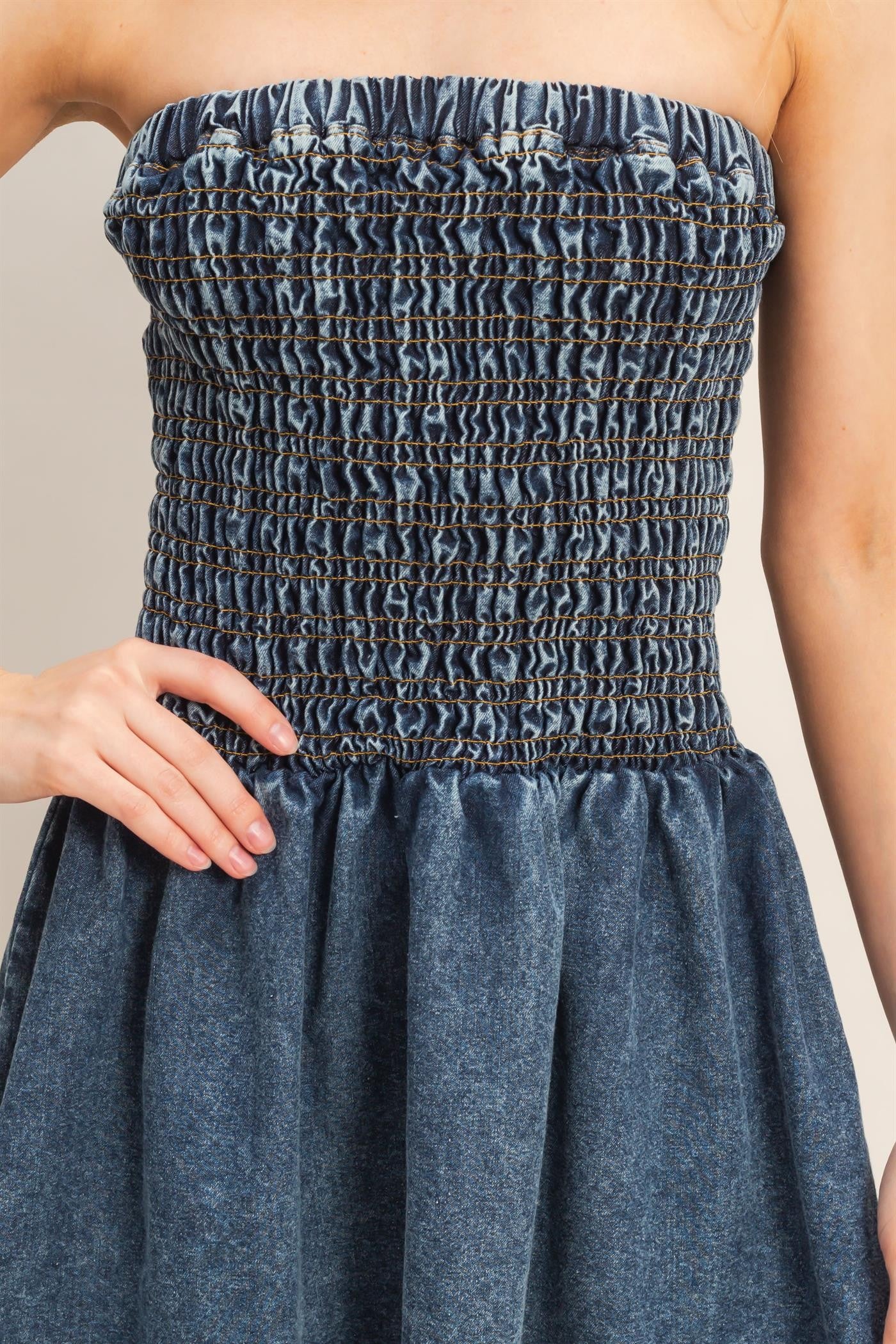 Chic Denim Dress-Blue