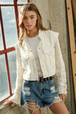 Twill Crop Crochet SLV Jacket-2 Colors