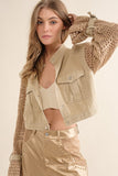 Twill Crop Crochet SLV Jacket-2 Colors