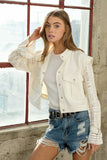 Twill Crop Crochet SLV Jacket-2 Colors