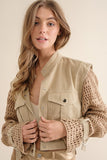 Twill Crop Crochet SLV Jacket-2 Colors