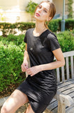 Soft Ruched Round Neck Short Sleeve Mini Dress-3 Colors