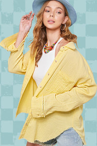 Soft Washed Crinkled Gauze Button Down Shirt-3 Colors