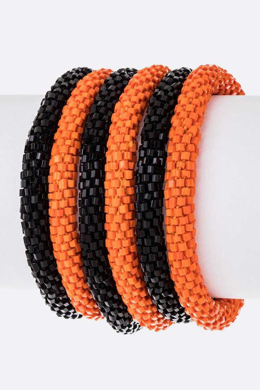 Black Orange Team Color Roll On Bracelet Set