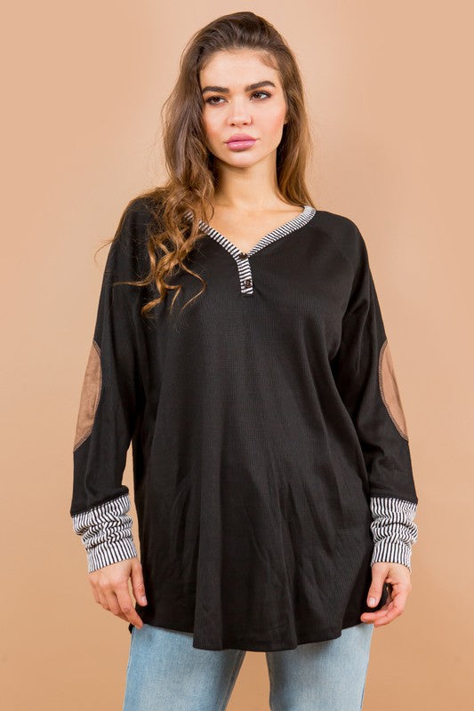 Oversized Elbow Patch Tunic-2 Colors