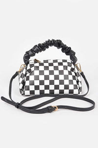 Checker Board Printed Crinkle Handle Swing Bag- 2 Colors