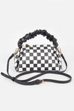 Checker Board Printed Crinkle Handle Swing Bag- 2 Colors