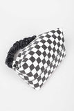 Checker Board Printed Crinkle Handle Swing Bag- 2 Colors