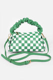 Checker Board Printed Crinkle Handle Swing Bag- 2 Colors