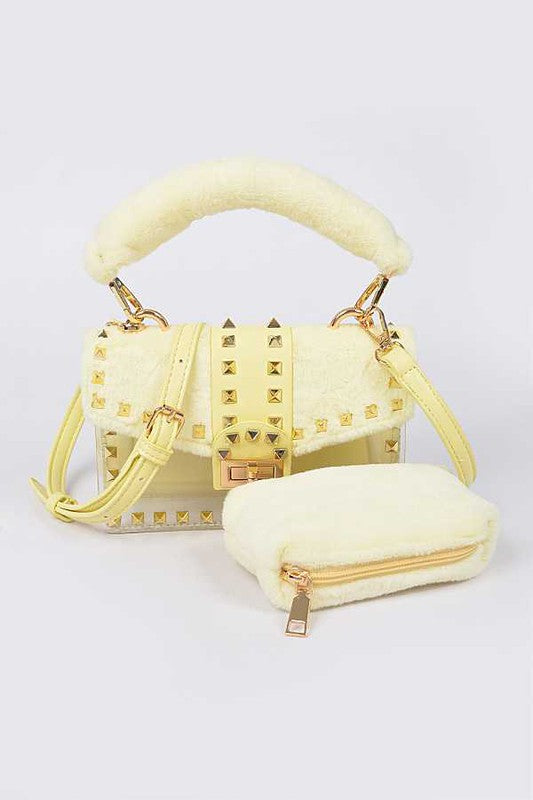 Faux Fur 2 In 1 Swing Bag Set- 4 Colors