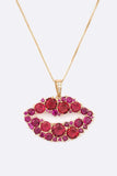 Cubic Zirconia Kiss Lips Pendant Necklace-2 Colors