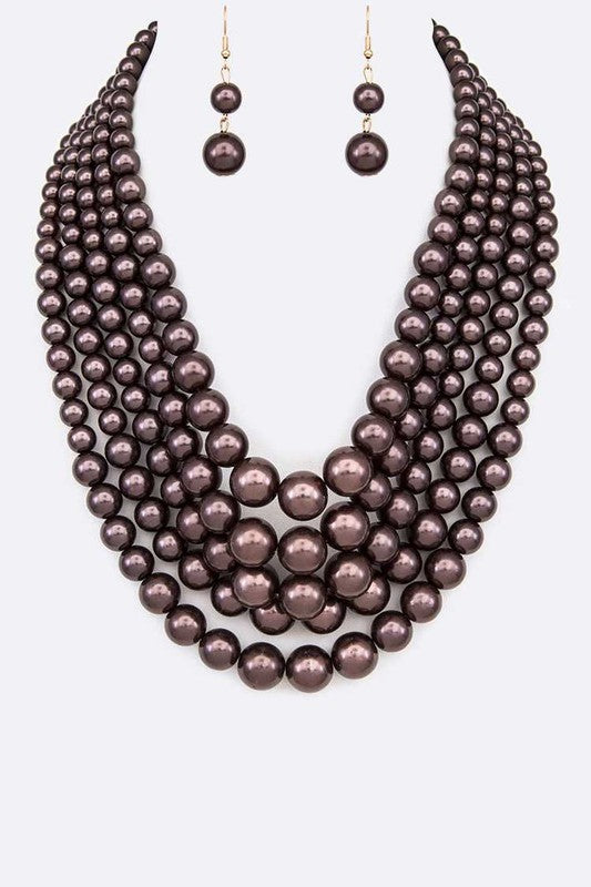 Layered Pearl Statement Necklace Set-12 Colors