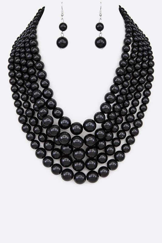 Layered Pearl Statement Necklace Set-12 Colors