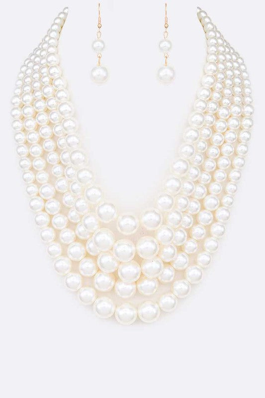 Layered Pearl Statement Necklace Set-12 Colors