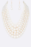 Layered Pearl Statement Necklace Set-12 Colors
