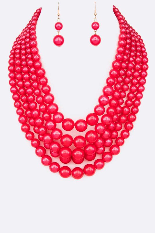 Layered Pearl Statement Necklace Set-12 Colors