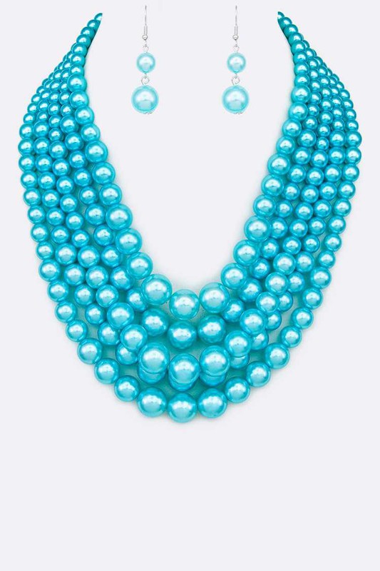 Layered Pearl Statement Necklace Set-12 Colors
