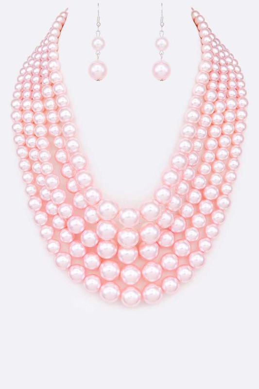 Layered Pearl Statement Necklace Set-12 Colors