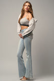 Elastic Banded Wide Flare Jeans