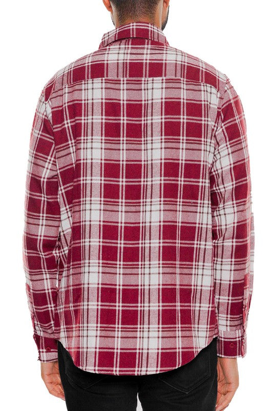 MEN'S LONG SLEEVE FLANNEL FULL PLAID CHECKERED SHIRT-7 COLORS