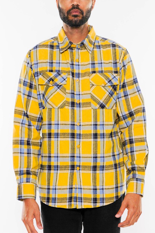 MEN'S LONG SLEEVE FLANNEL FULL PLAID CHECKERED SHIRT-7 COLORS