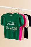 Hello Beautiful Short Sleeve Sweater Top-4 Colors