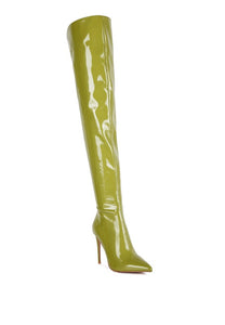 Eclectic Patent Pu Long Stiletto Boots- 4 Colors