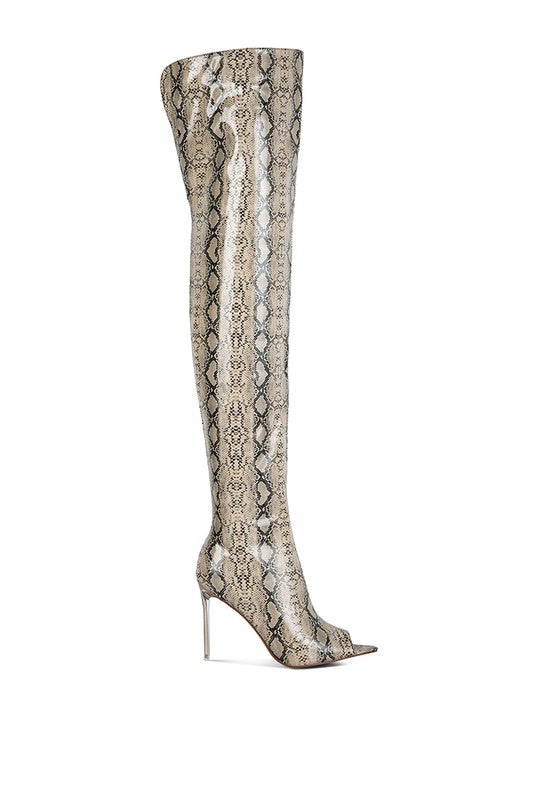 High Drama Snake print Stiletto Long Boots- 2 Colors